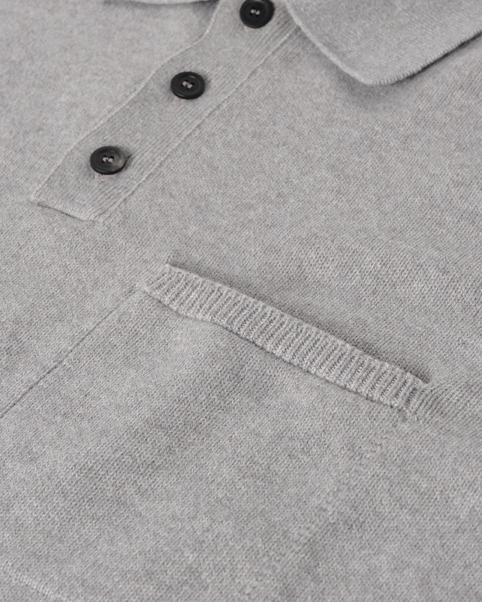 Superfine Merino Relaxed Light Grey Polo Shirt