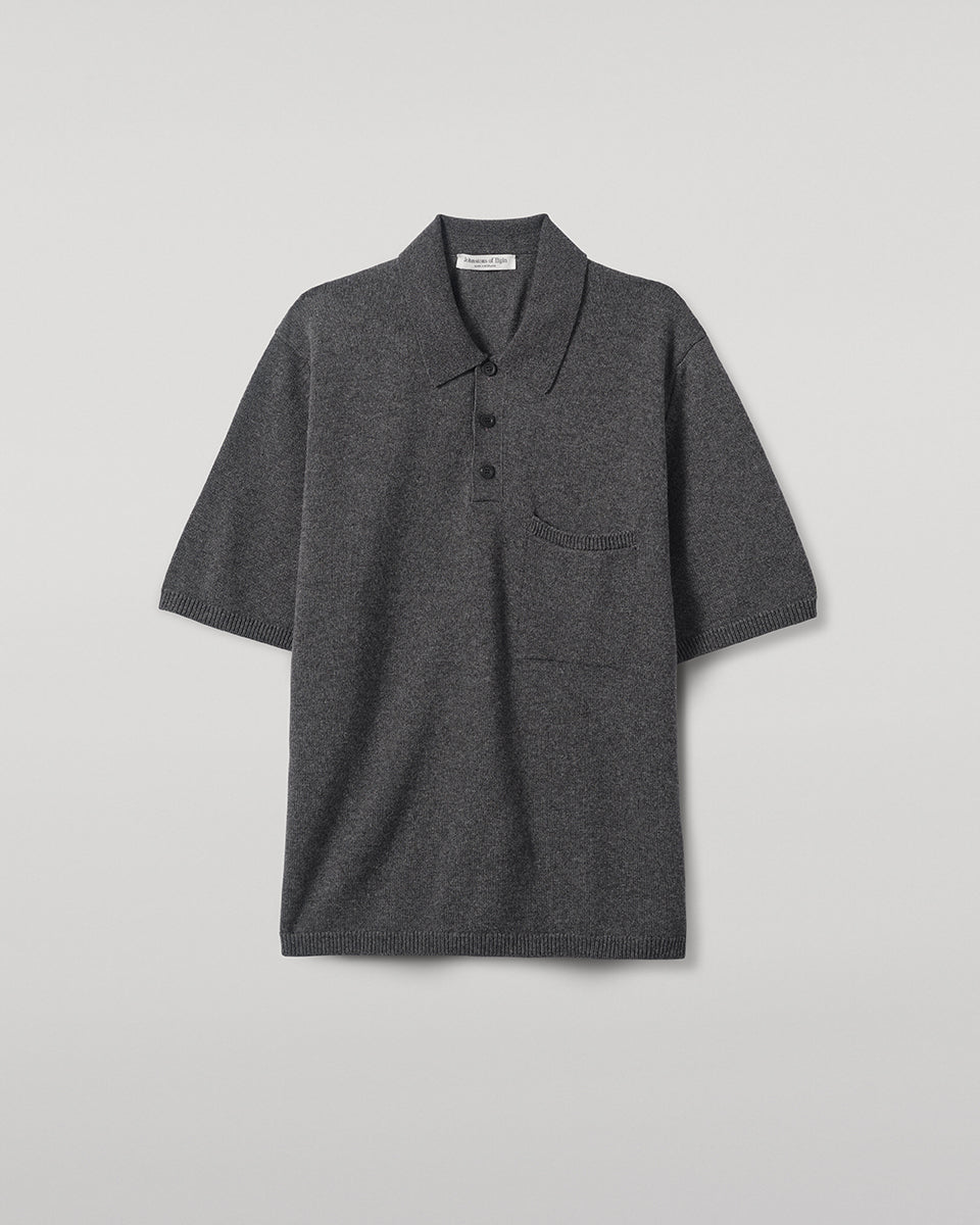Superfine Merino Relaxed Charcoal Polo Shirt