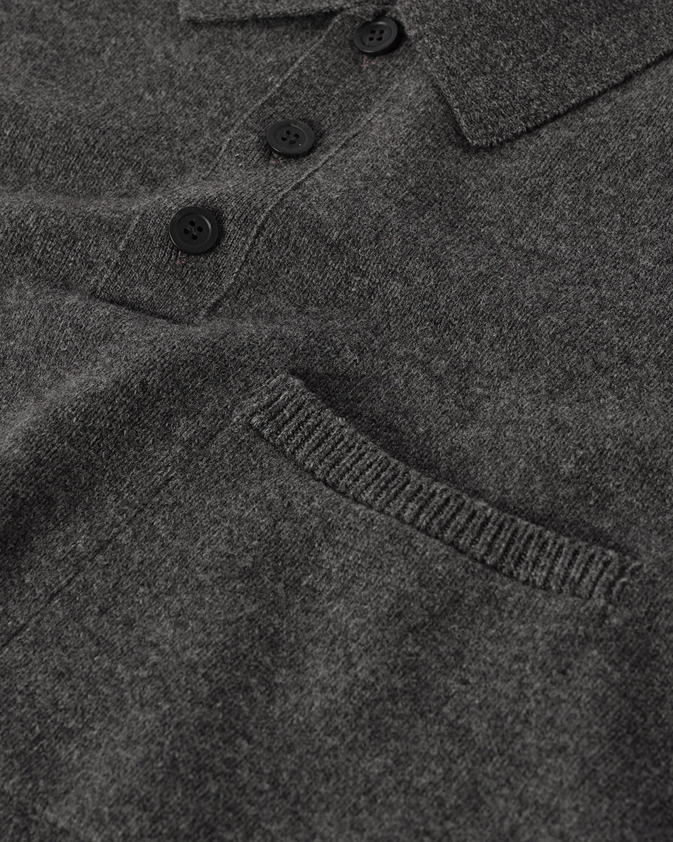 Superfine Merino Relaxed Charcoal Polo Shirt