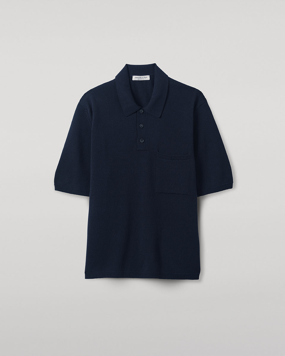 Superfine Merino Relaxed Dark Navy Polo Shirt