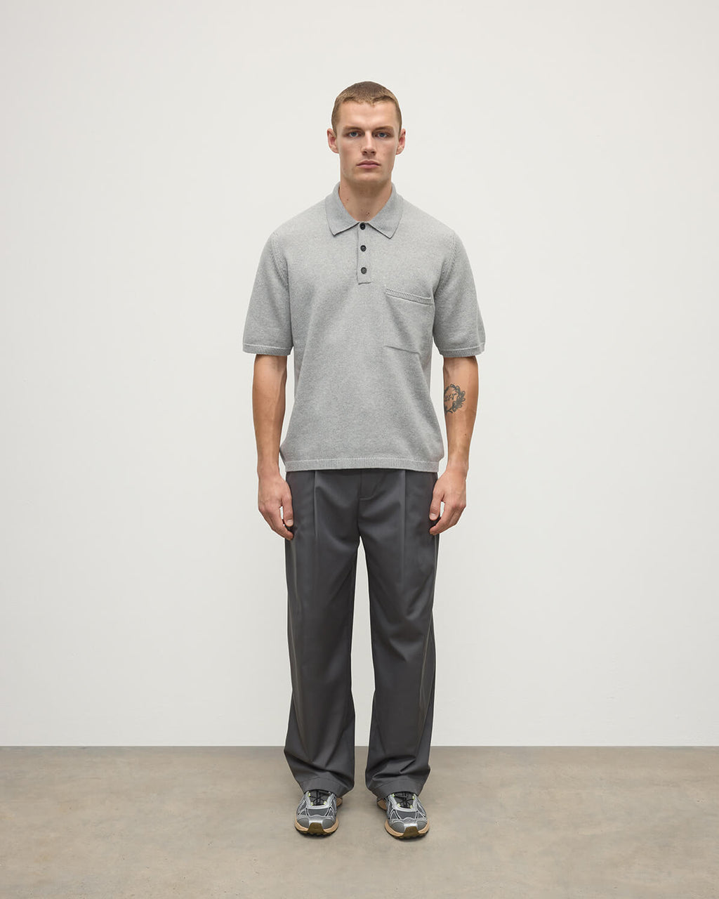 Superfine Merino Relaxed Light Grey Polo Shirt