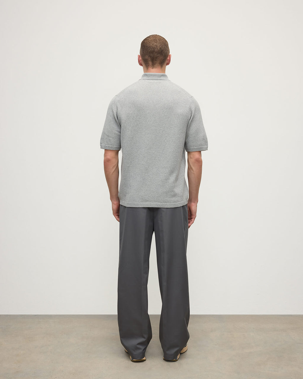 Superfine Merino Relaxed Light Grey Polo Shirt