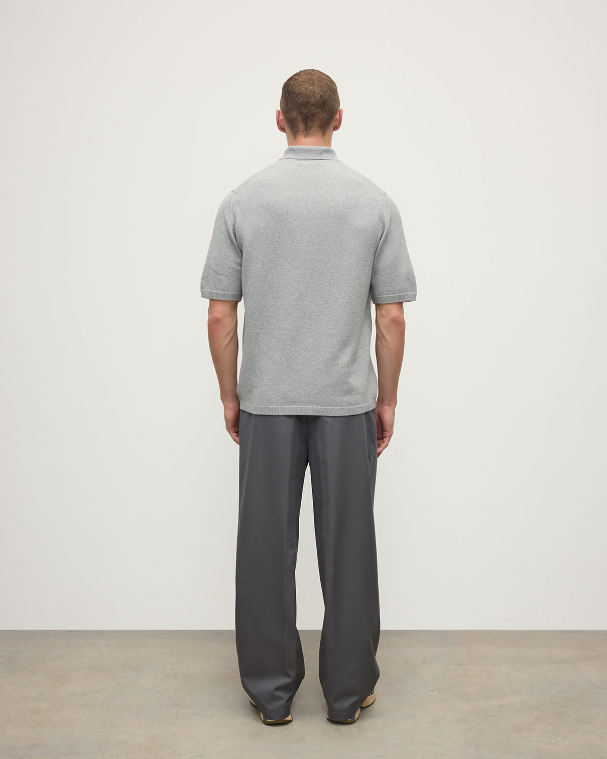 Superfine Merino Relaxed Light Grey Polo Shirt