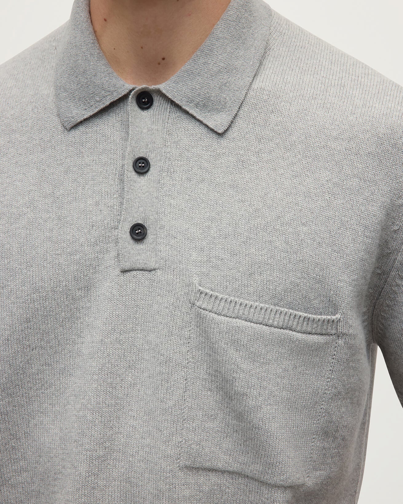 Superfine Merino Relaxed Light Grey Polo Shirt