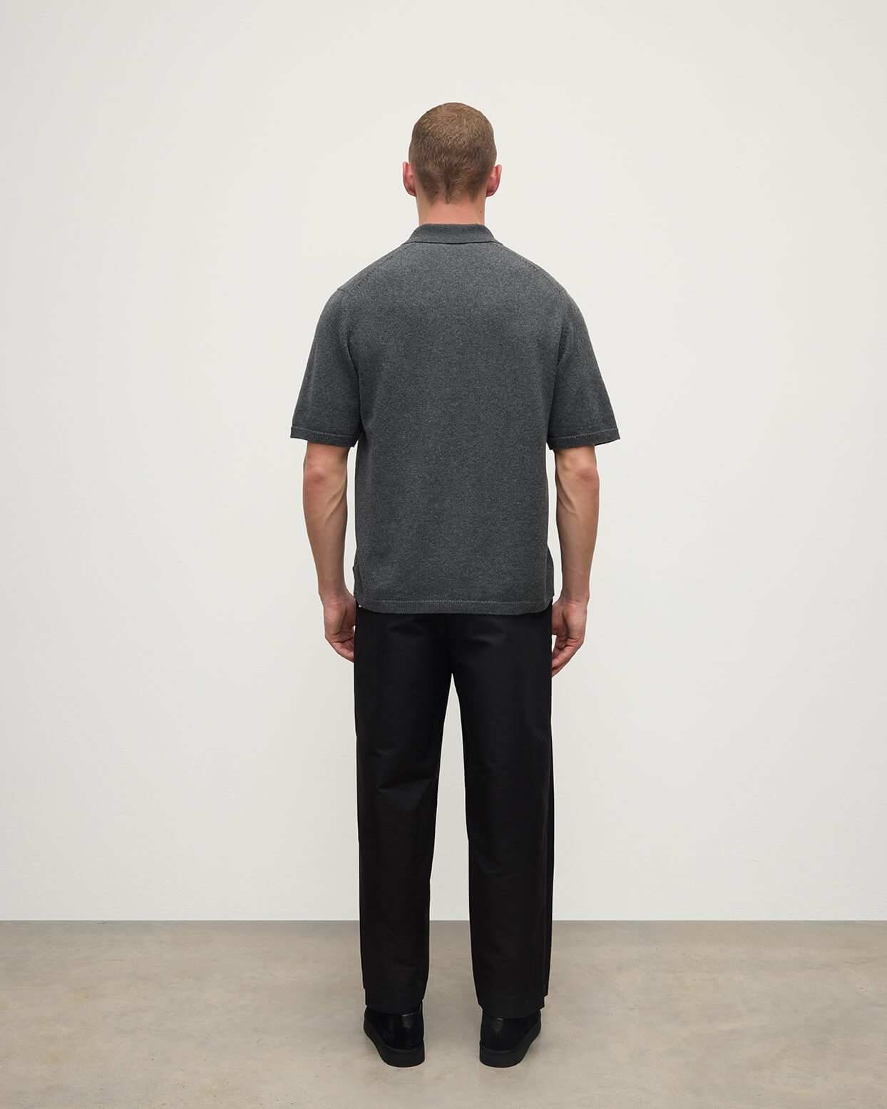 Superfine Merino Relaxed Charcoal Polo Shirt