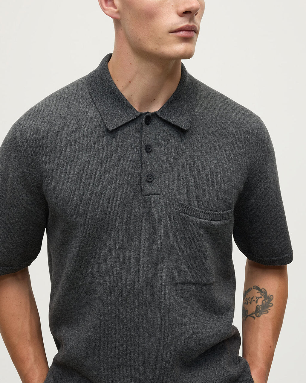 Superfine Merino Relaxed Charcoal Polo Shirt