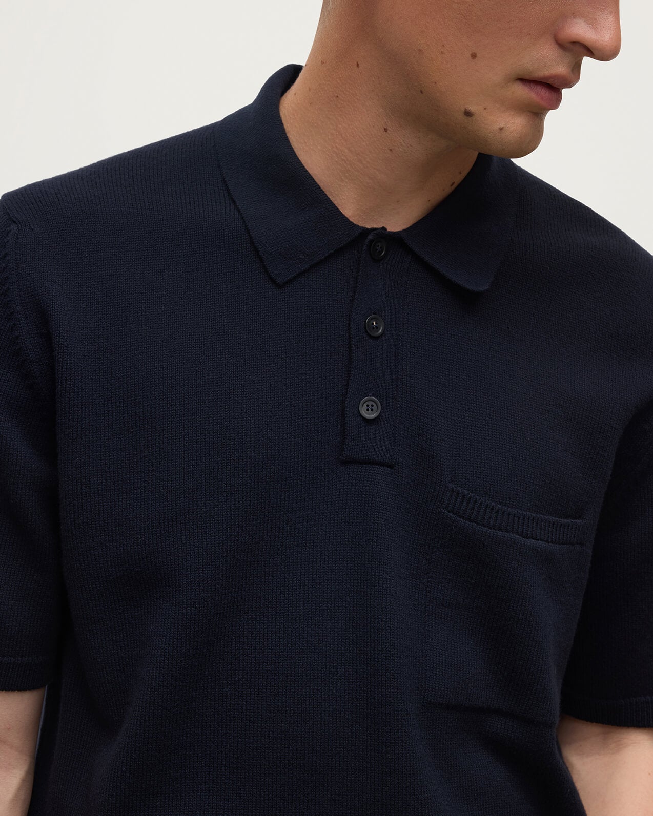 Superfine Merino Relaxed Dark Navy Polo Shirt