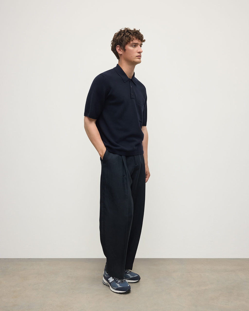 Superfine Merino Relaxed Dark Navy Polo Shirt