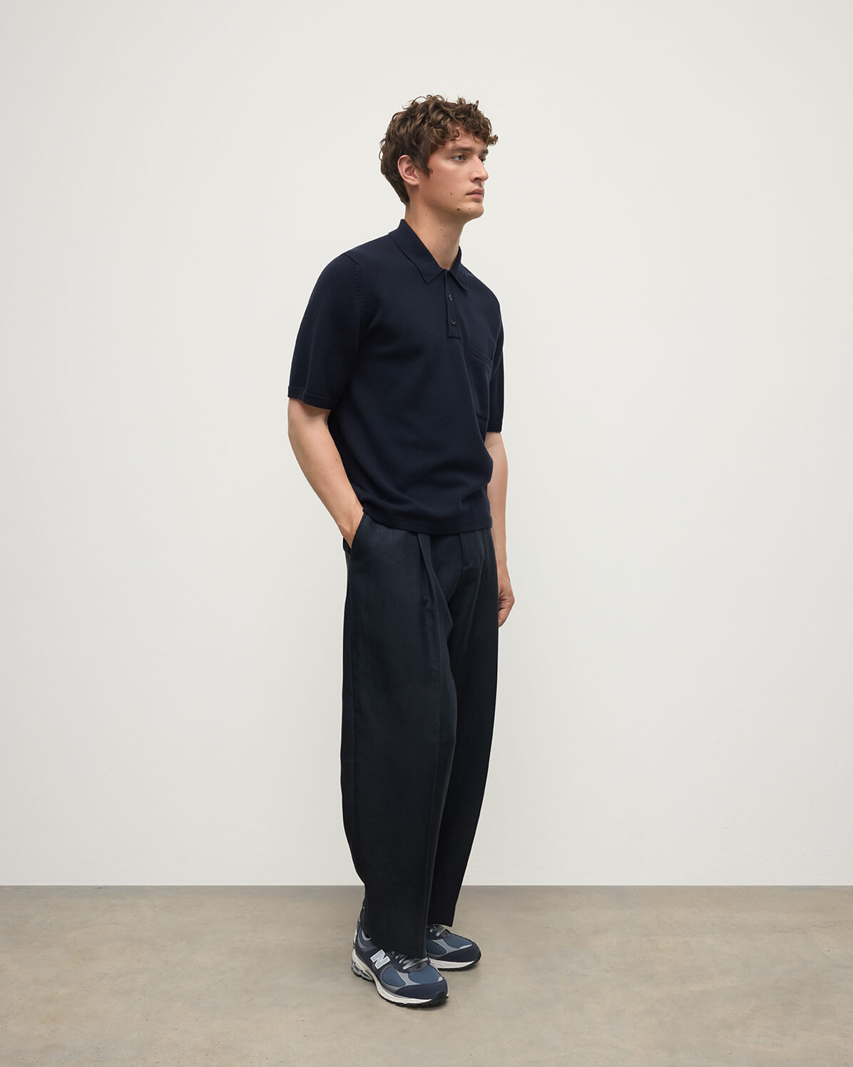 Superfine Merino Relaxed Dark Navy Polo Shirt