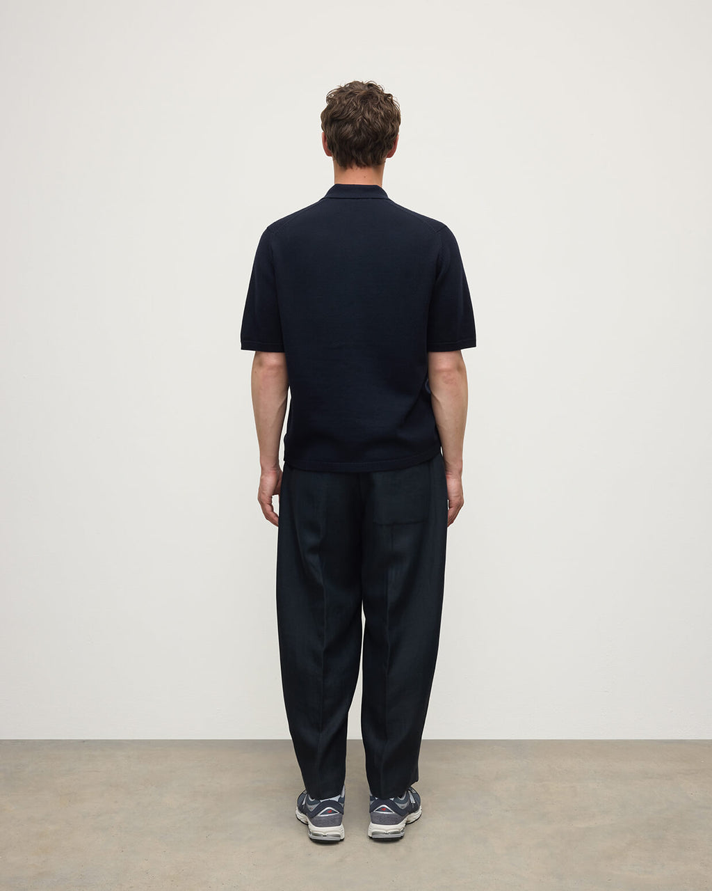 Superfine Merino Relaxed Dark Navy Polo Shirt