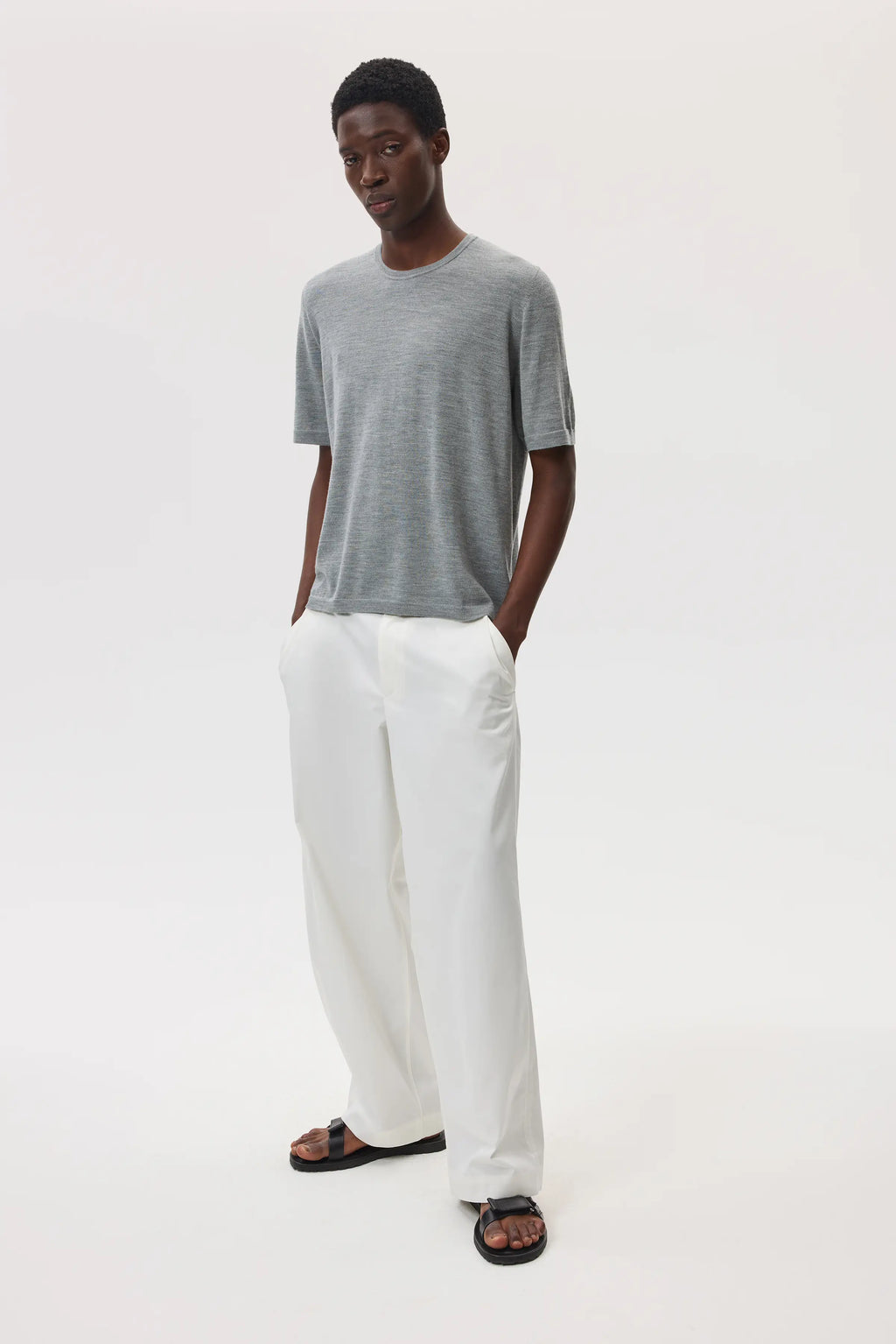 Superfine Merino Light Grey T-Shirt