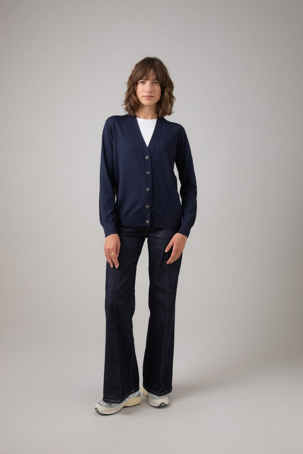 Superfine Merino Wool Navy Cardigan