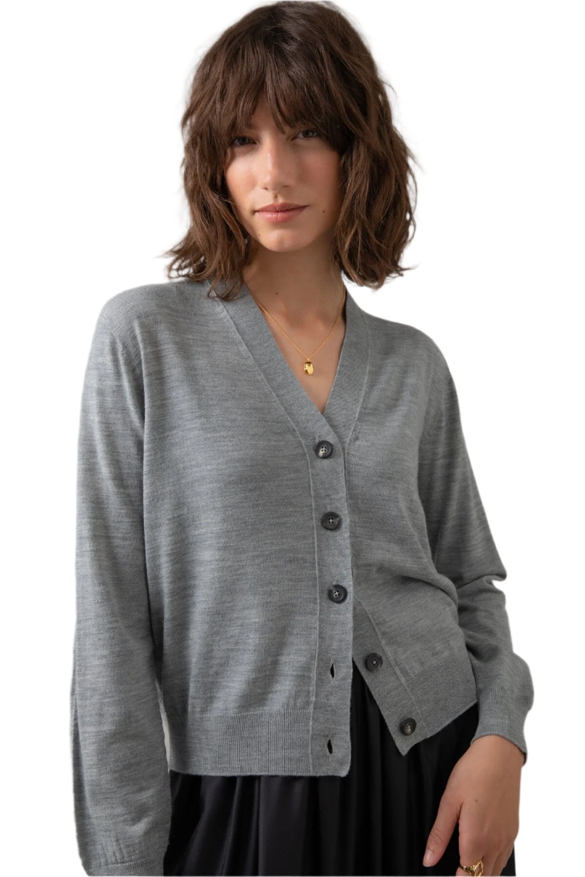 Superfine Merino Light Grey Cardigan