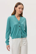 Superfine Merino Wool Green Cardigan