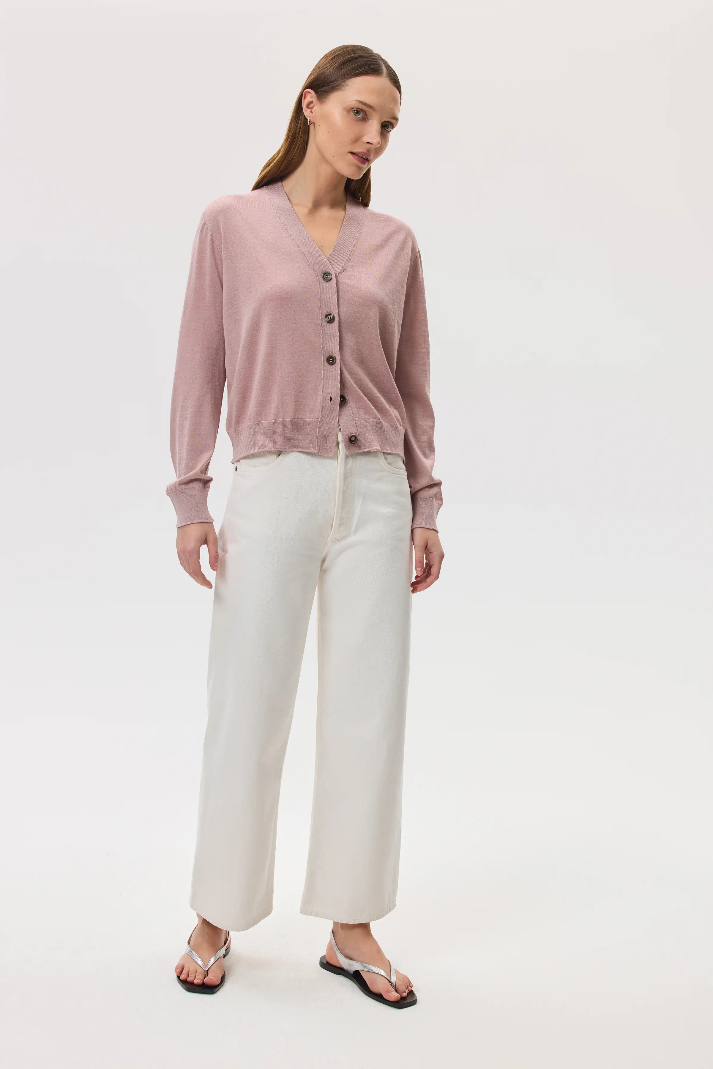 Superfine Merino Wool Pink Cardigan
