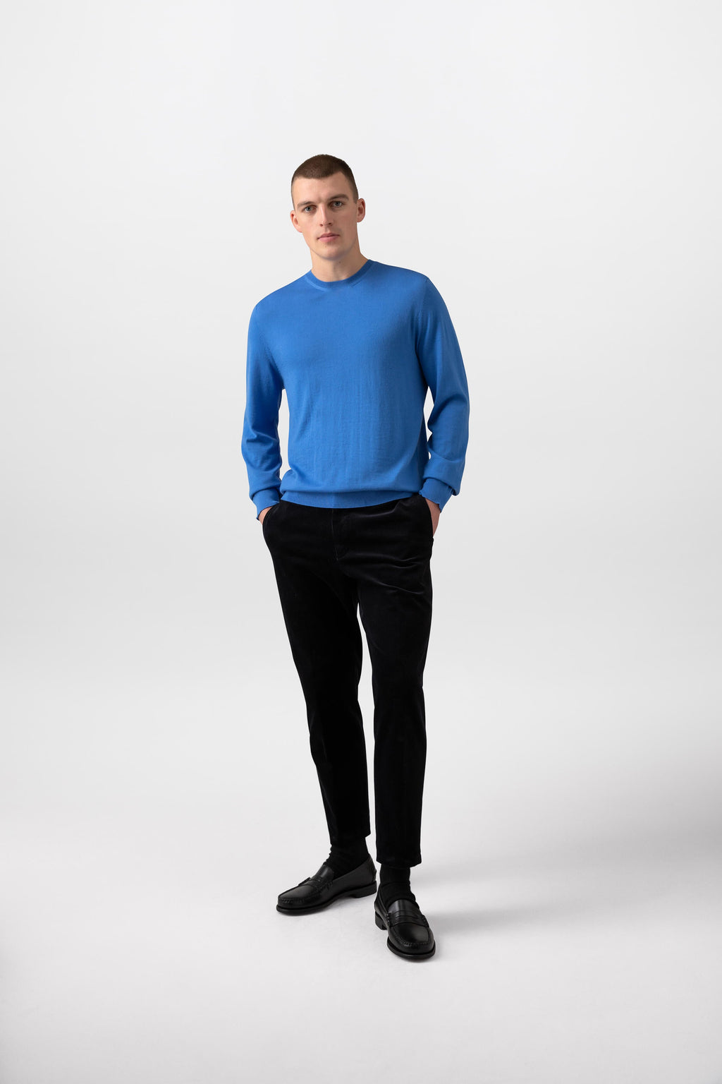 Merino Round Neck Blue Jumper
