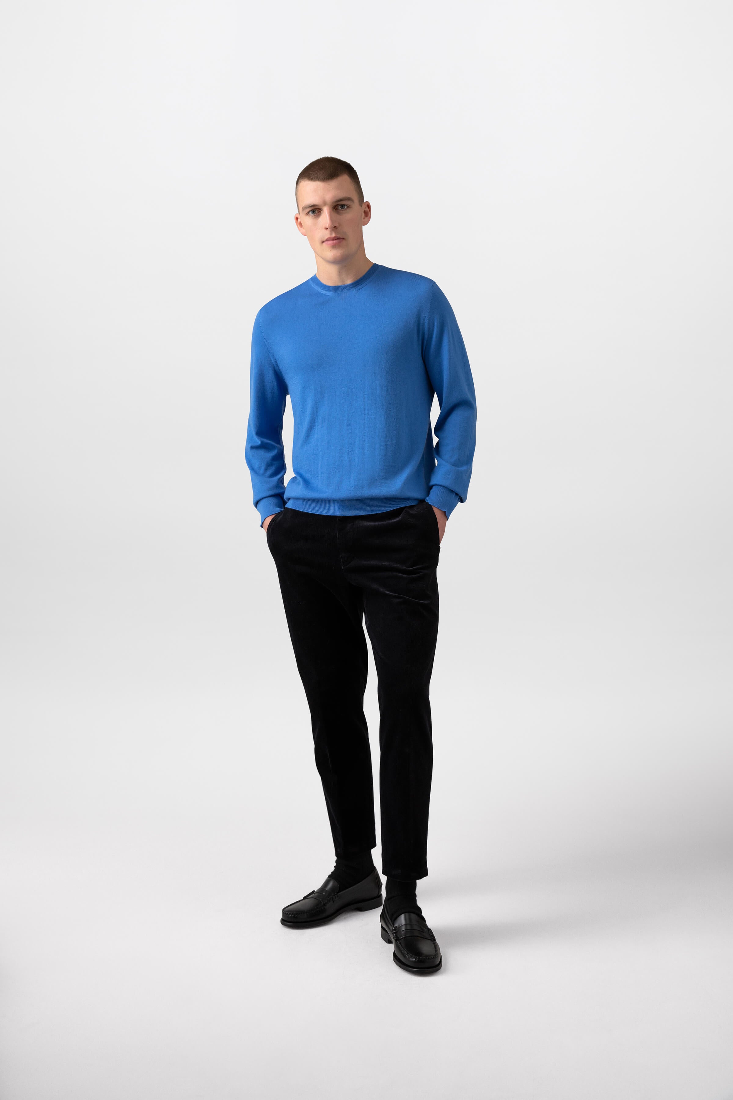 Merino Round Neck Blue Jumper