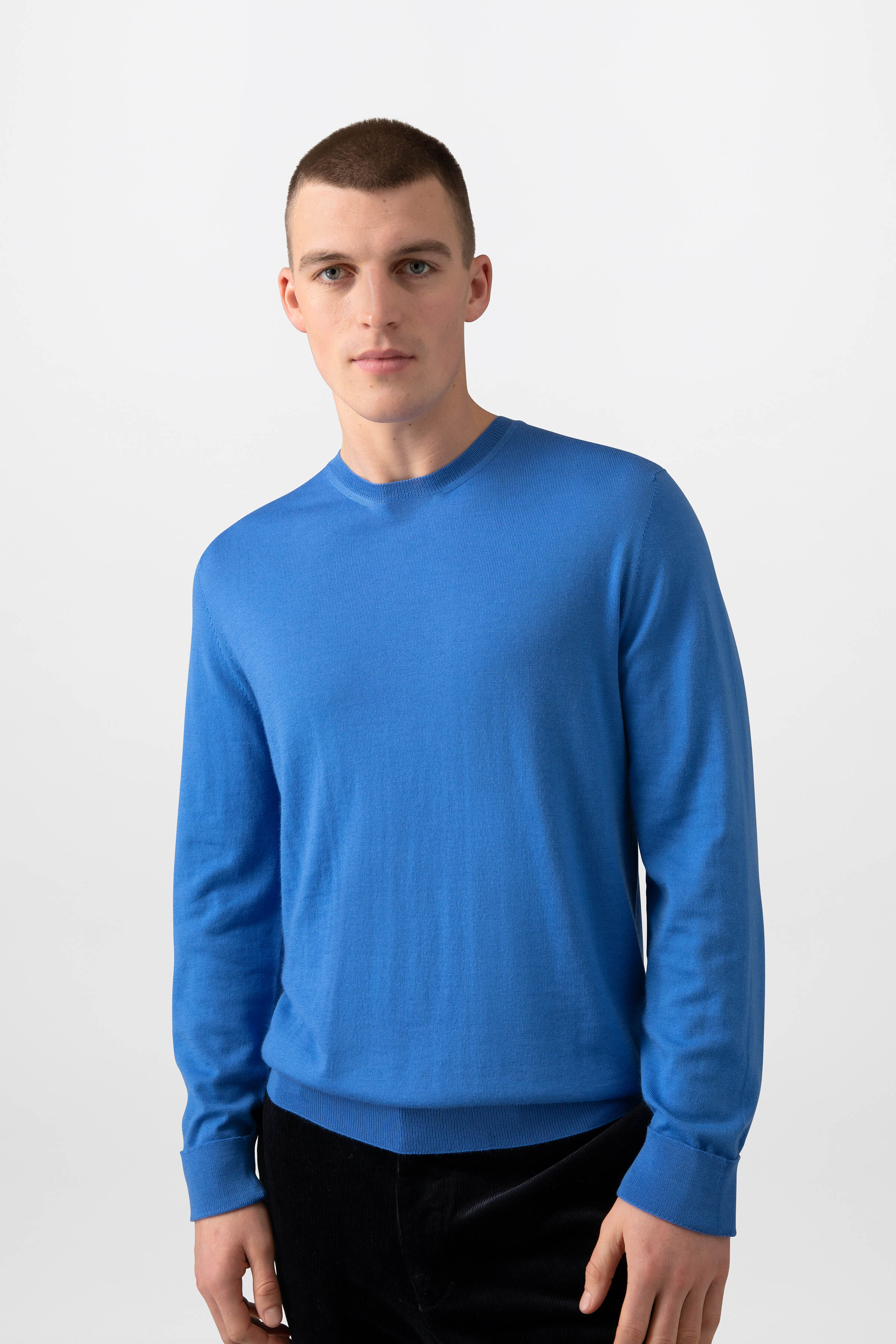 Merino Round Neck Blue Jumper