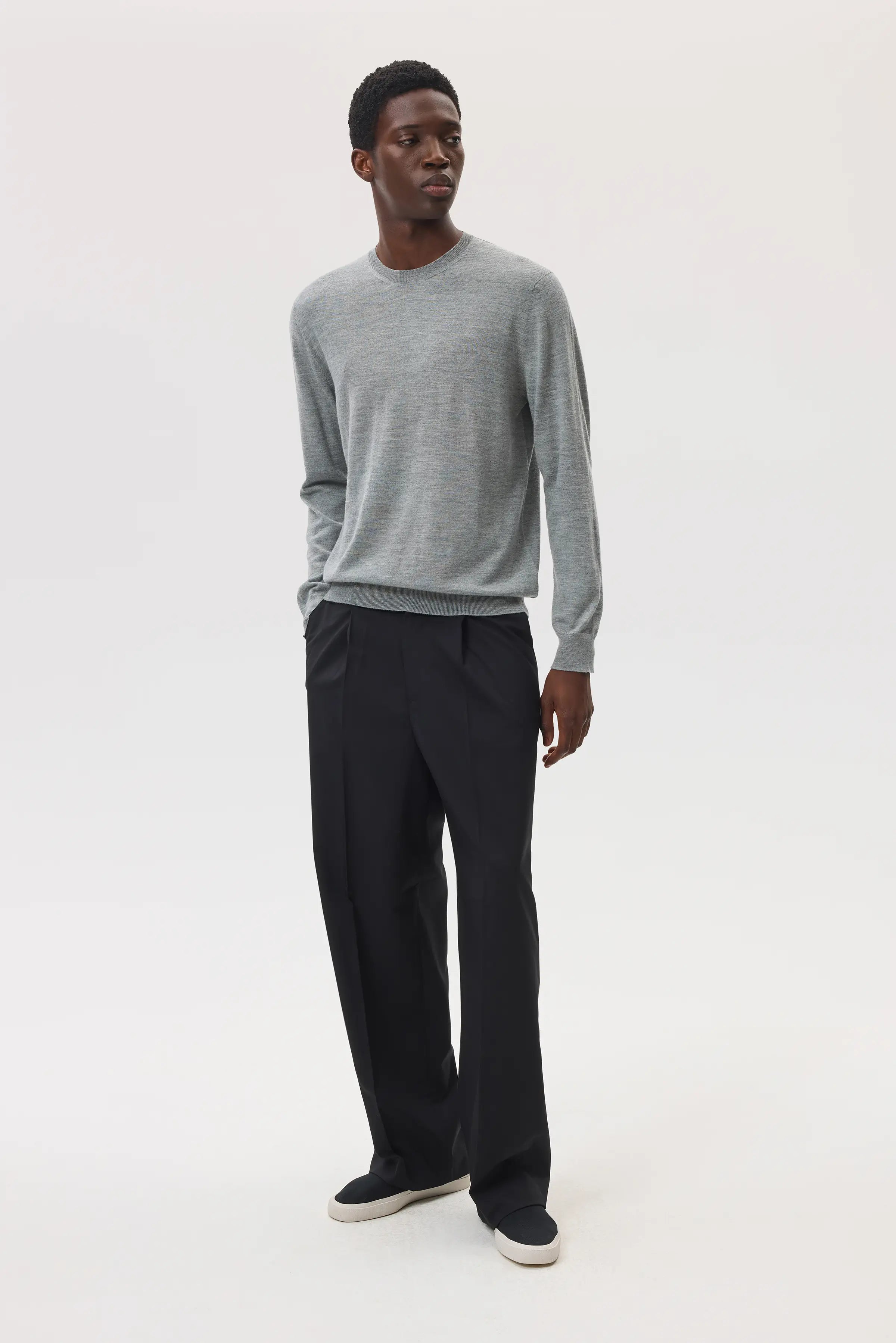 Merino Round Neck Light Grey Jumper
