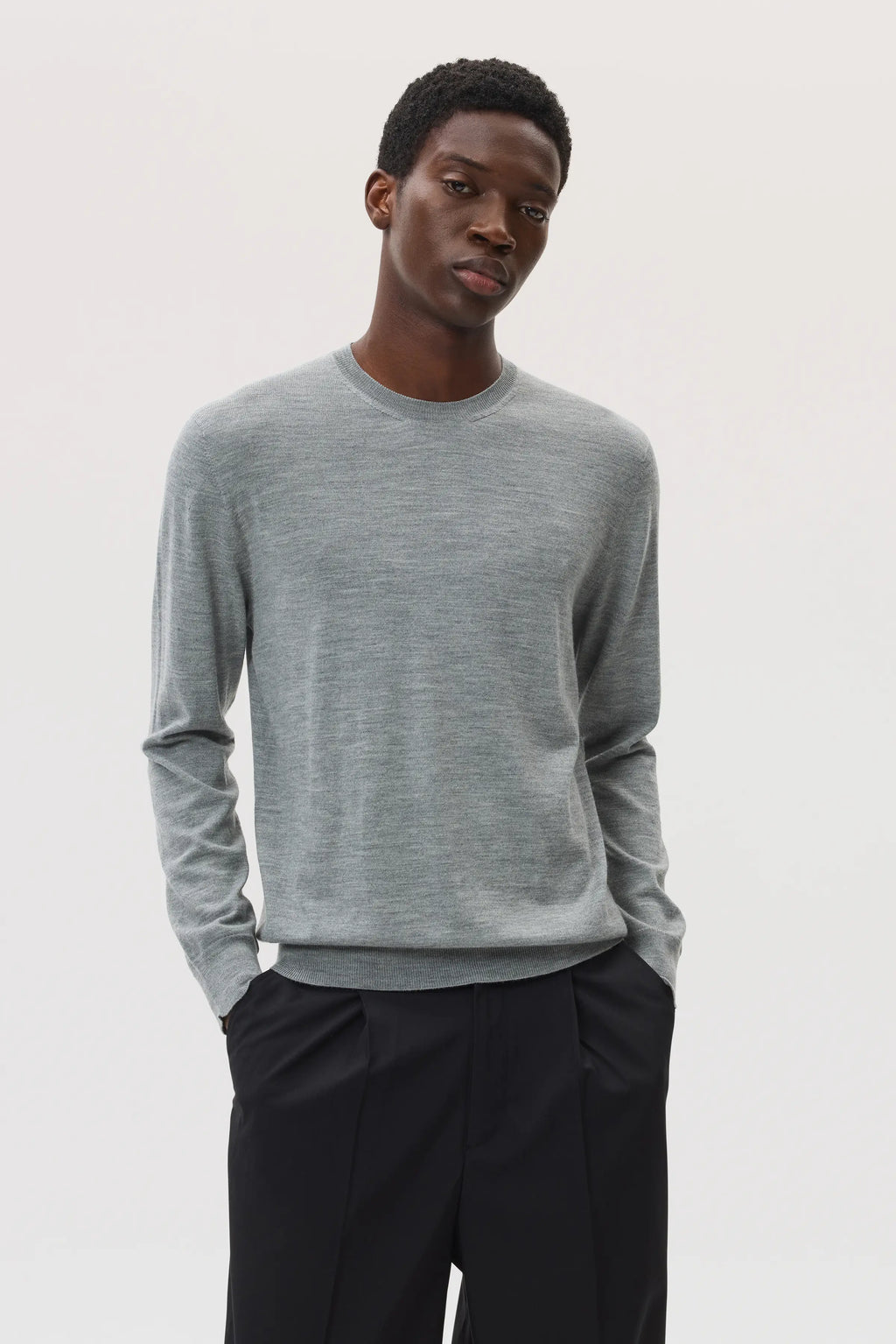 Merino Round Neck Light Grey Jumper