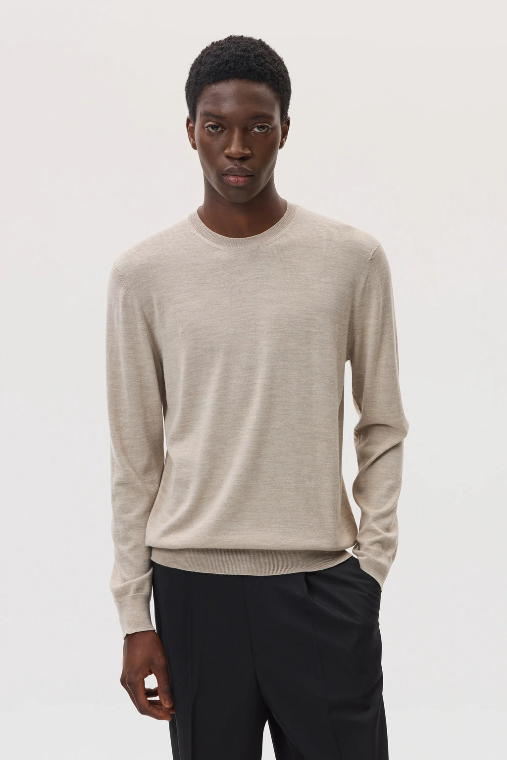 Merino Round Neck Natural Jumper