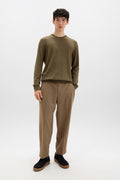 Merino Round Neck Olive Green Jumper