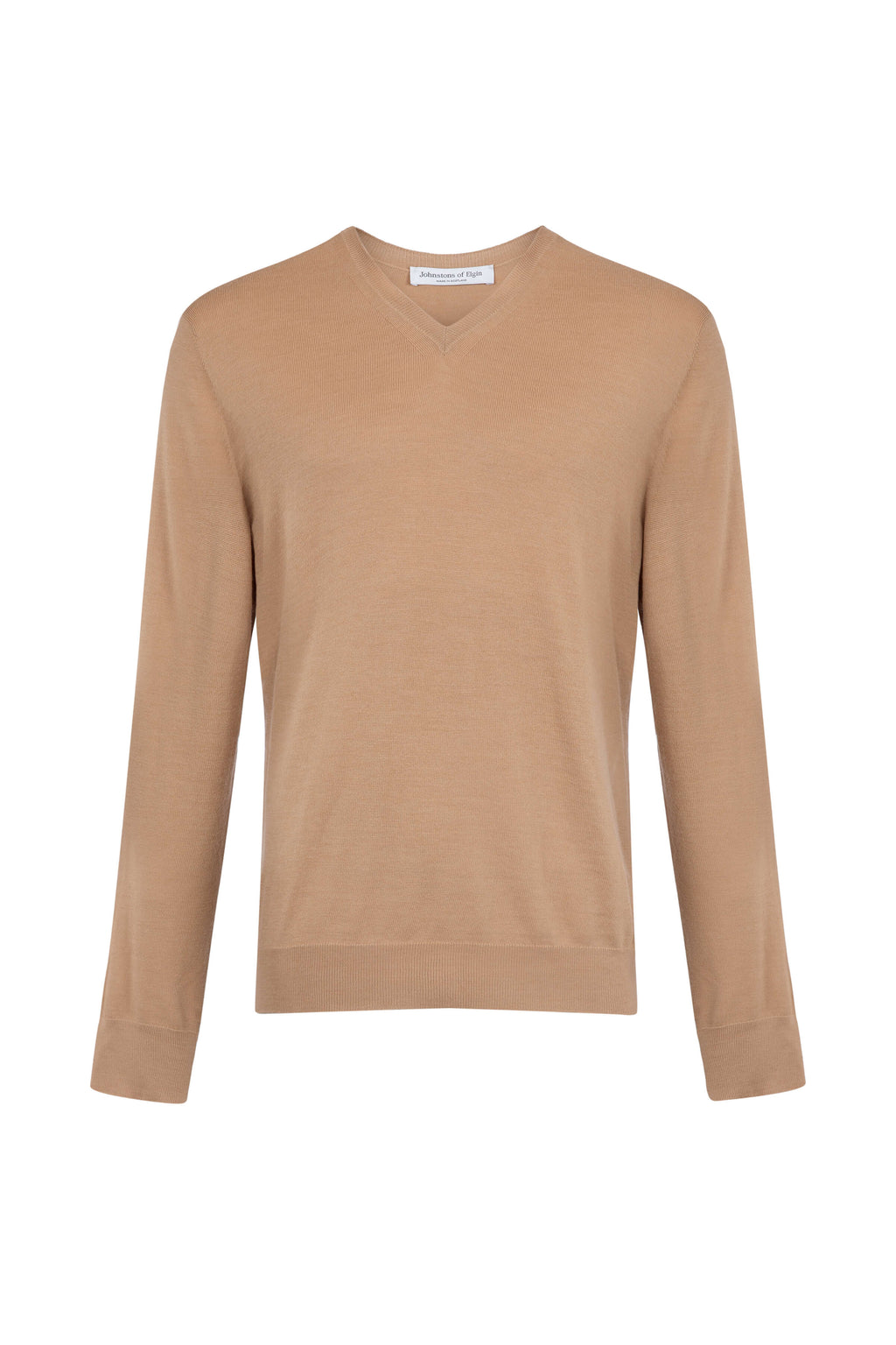 Superfine Merino V Neck Camel Jumper