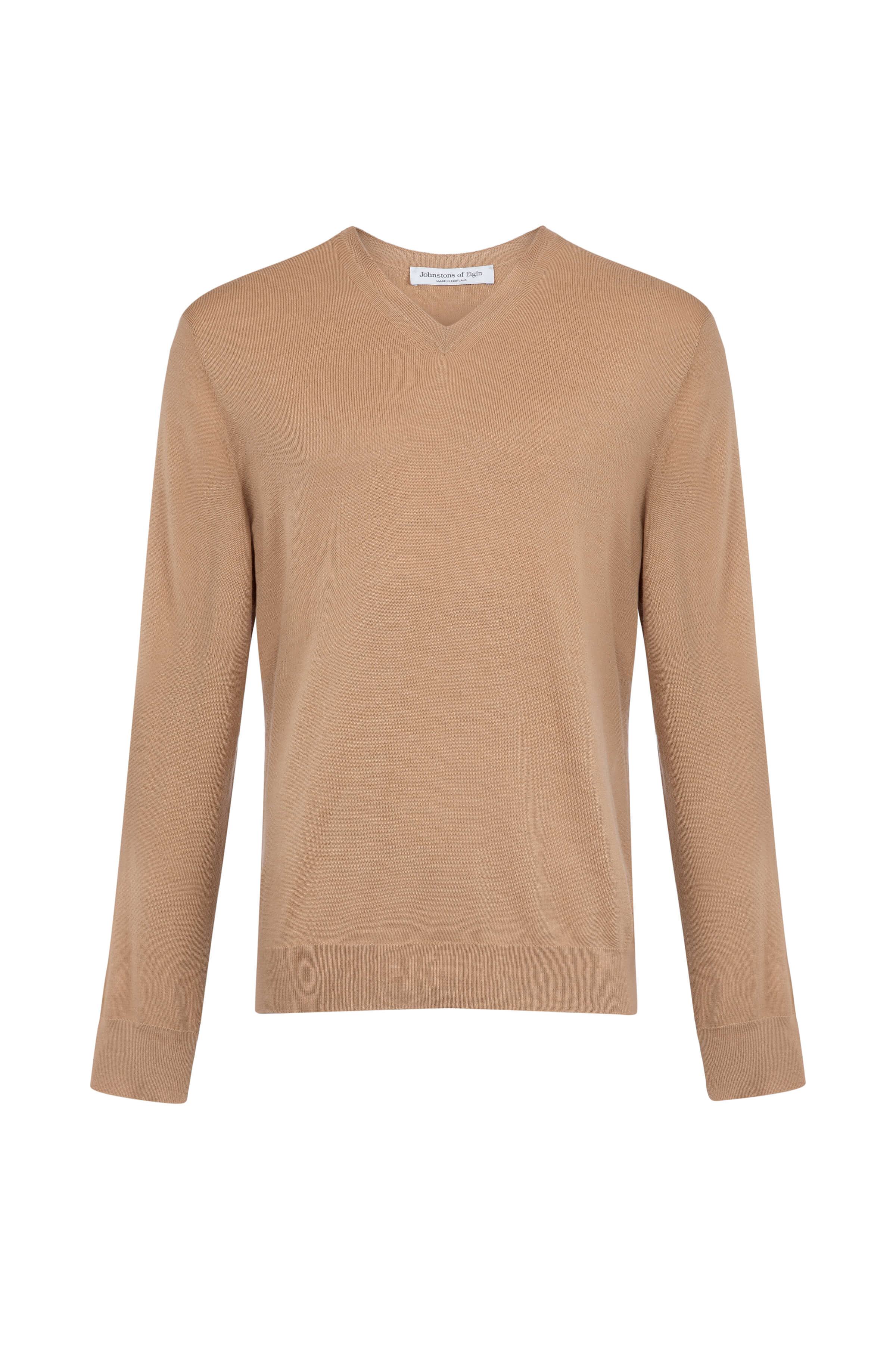 Superfine Merino V Neck Camel Jumper