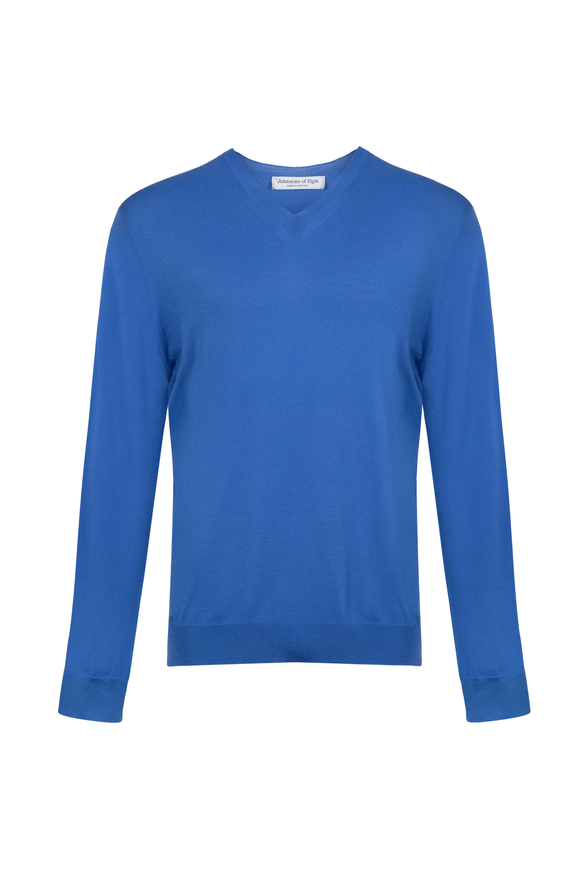 Superfine Merino V Neck Blue Jumper