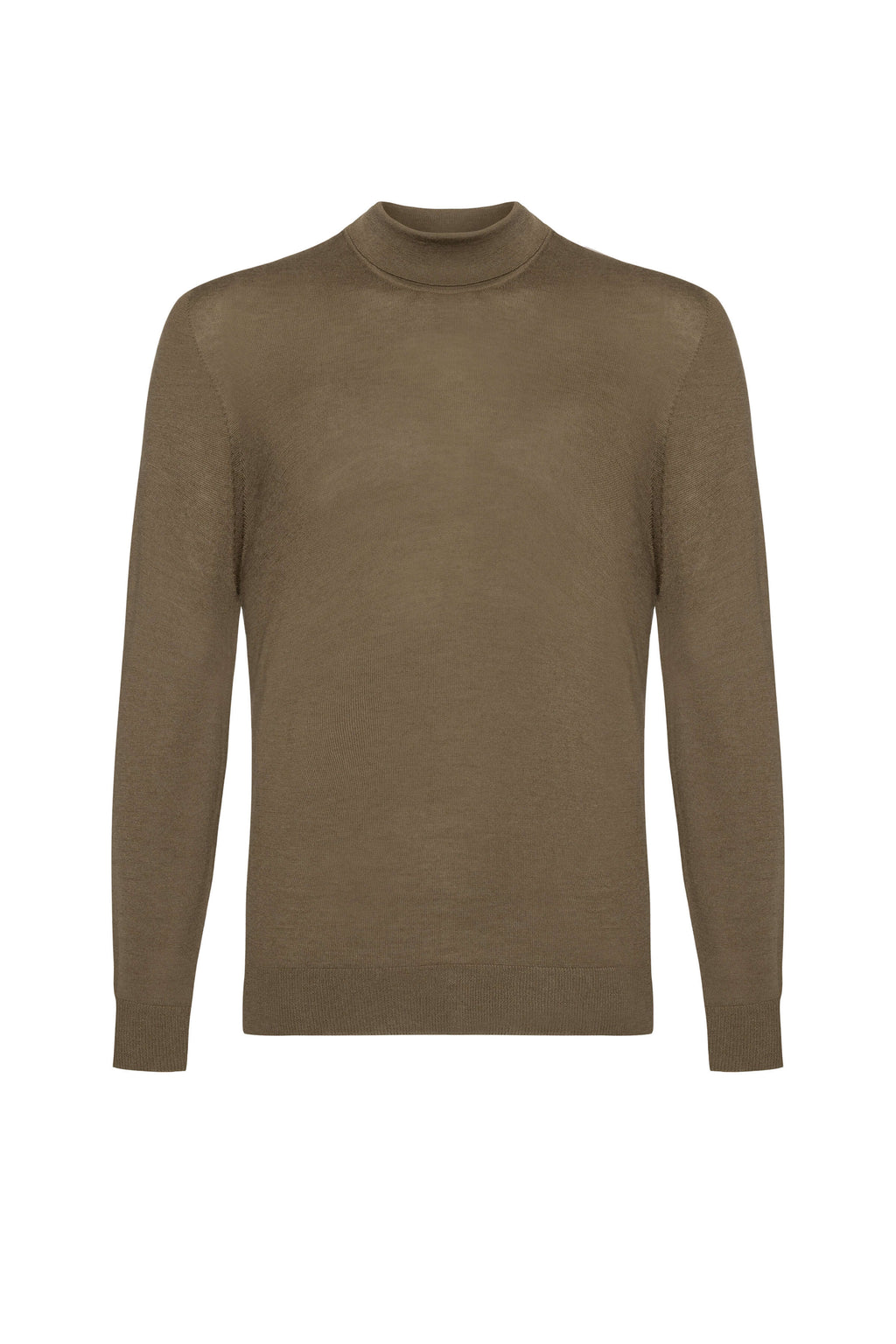 Mock Turtle Neck Merino Olive Green Jumper