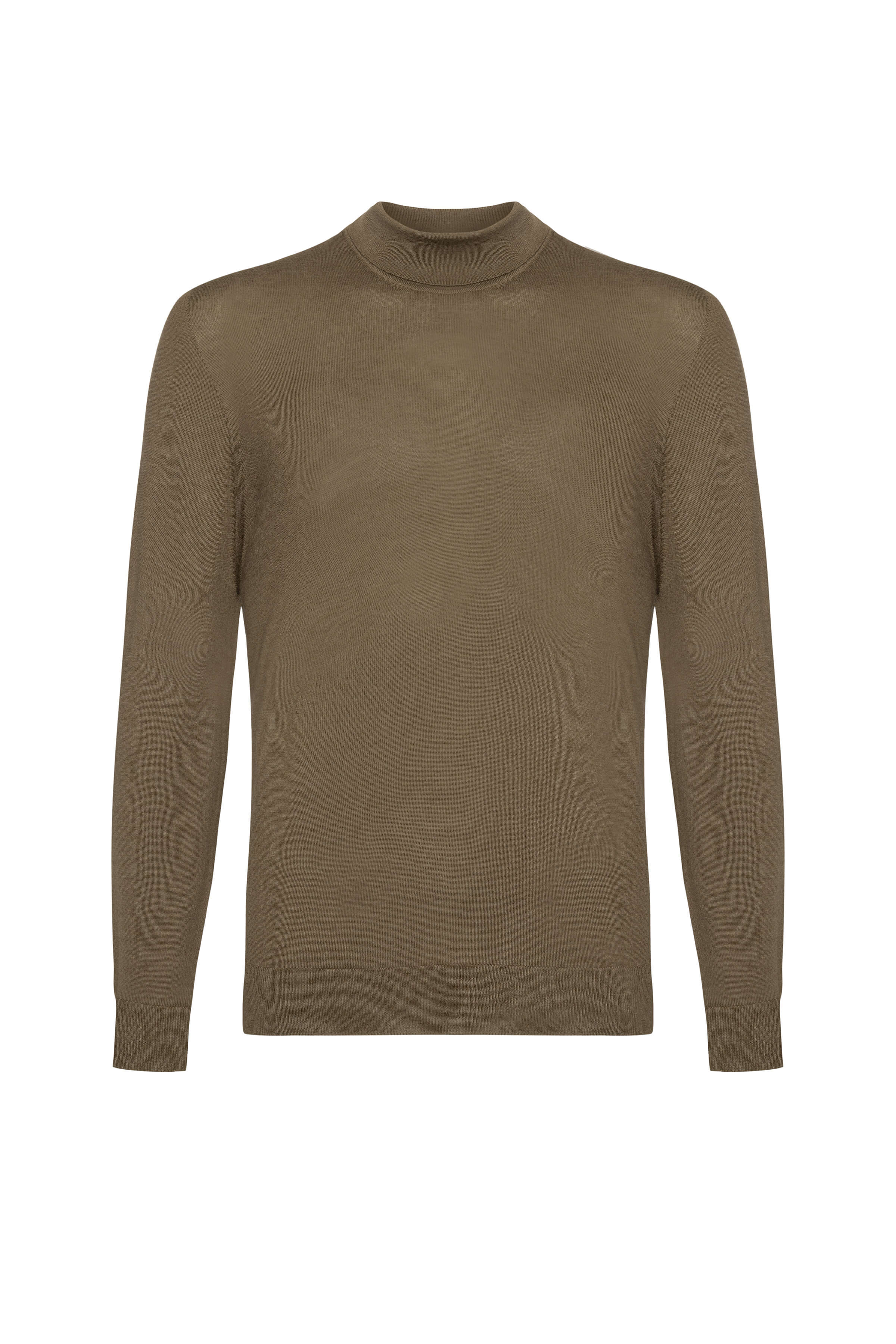 Mock Turtle Neck Merino Olive Green Jumper