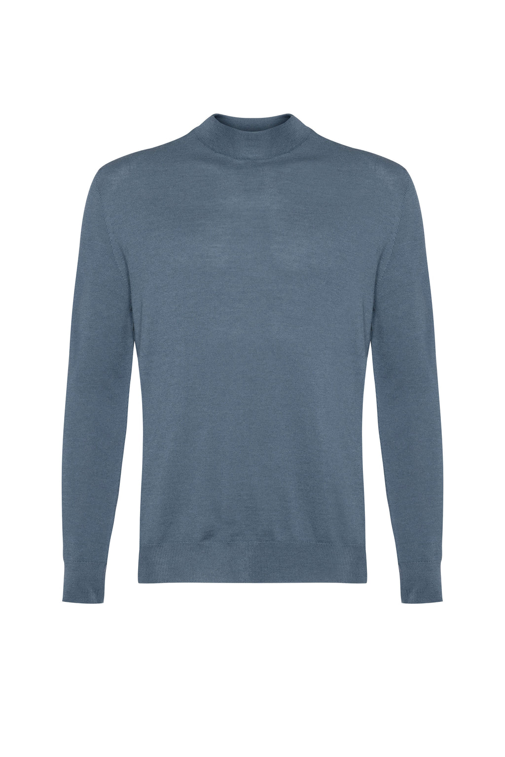 Mock Turtle Neck Blue Merino Jumper