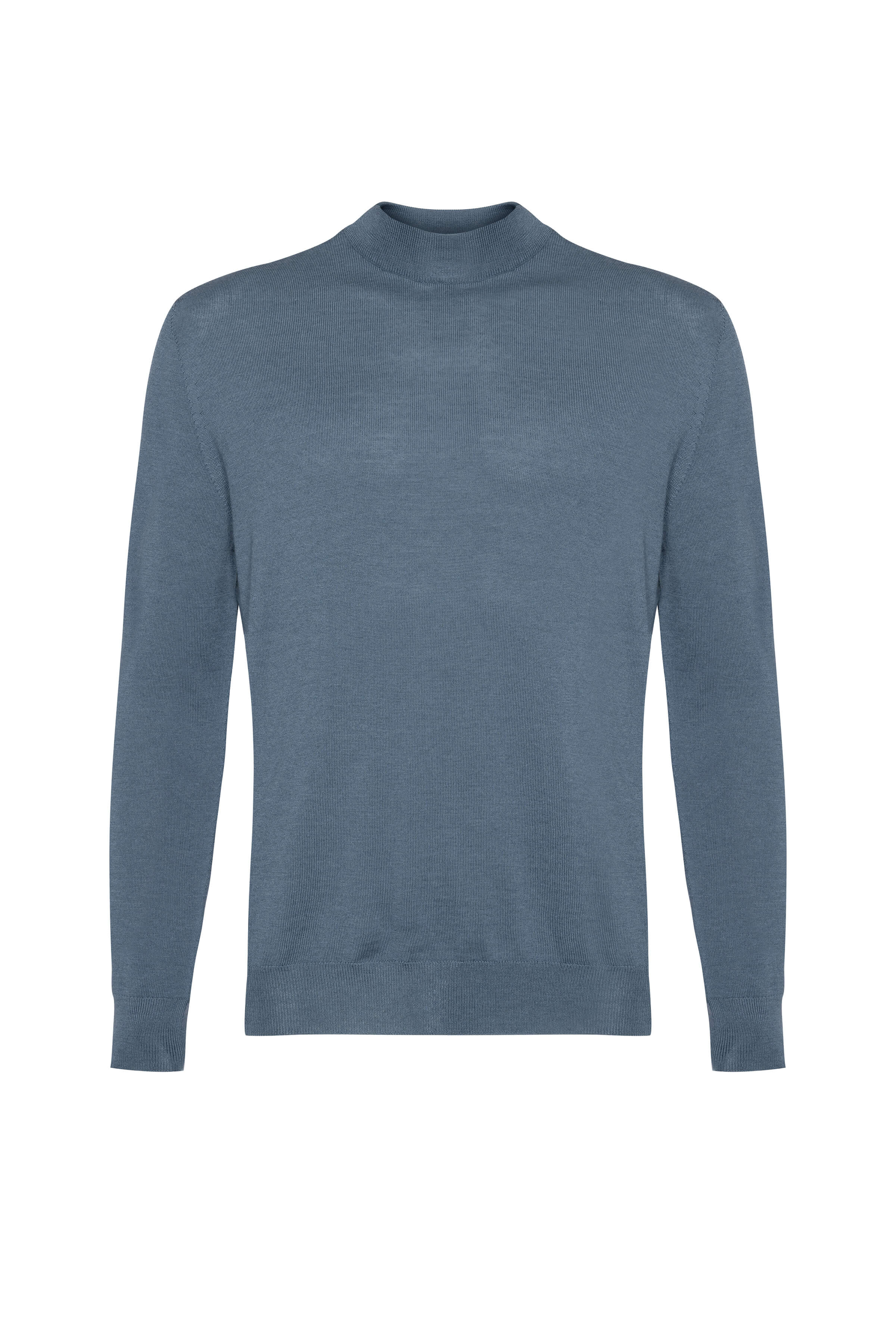 Mock Turtle Neck Blue Merino Jumper