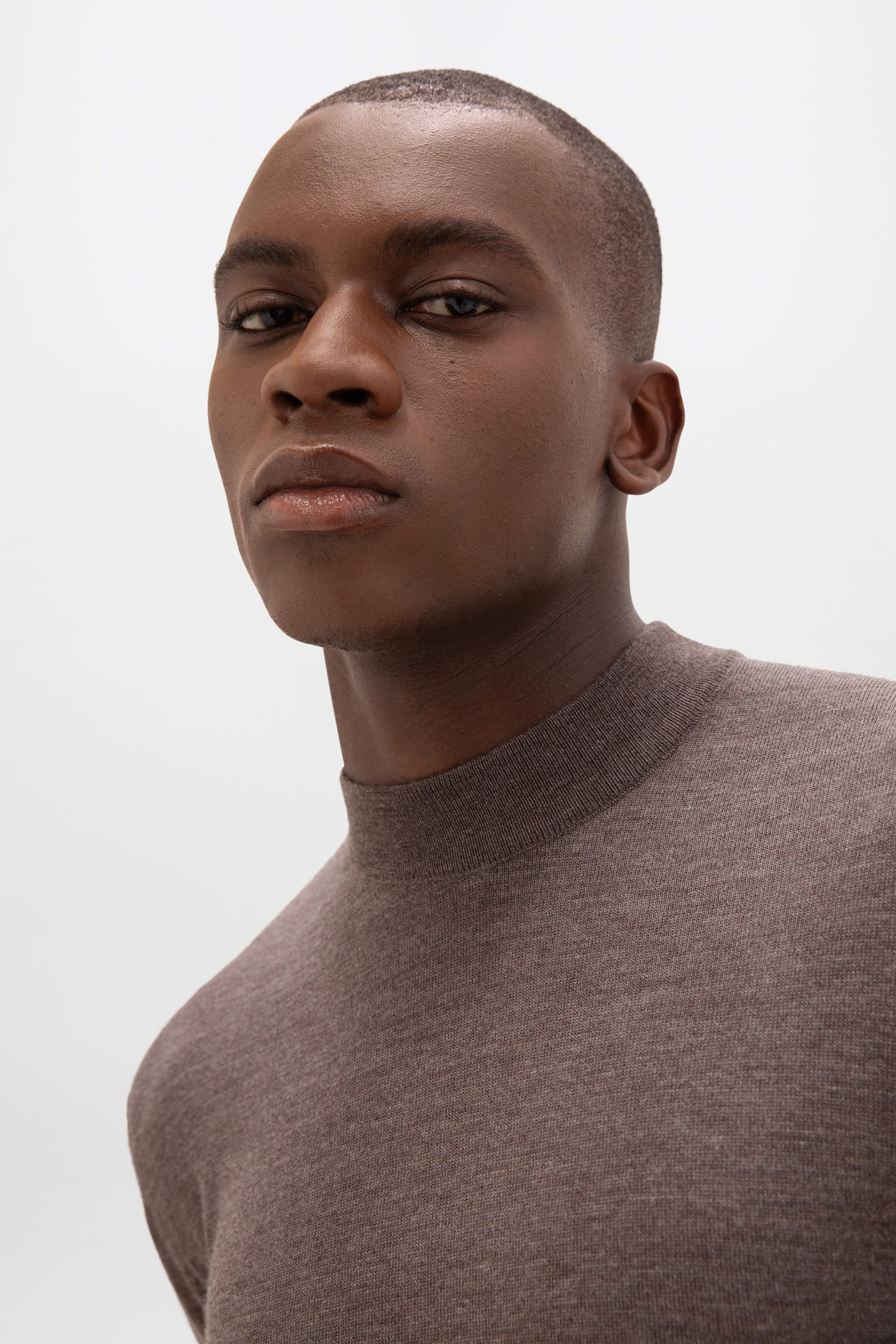 Mock Turtle Neck Merino Light Brown Jumper
