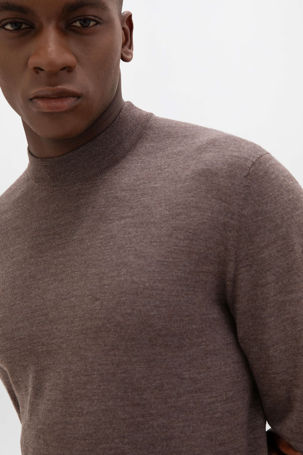Mock Turtle Neck Merino Light Brown Jumper