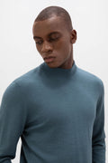 Mock Turtle Neck Blue Merino Jumper