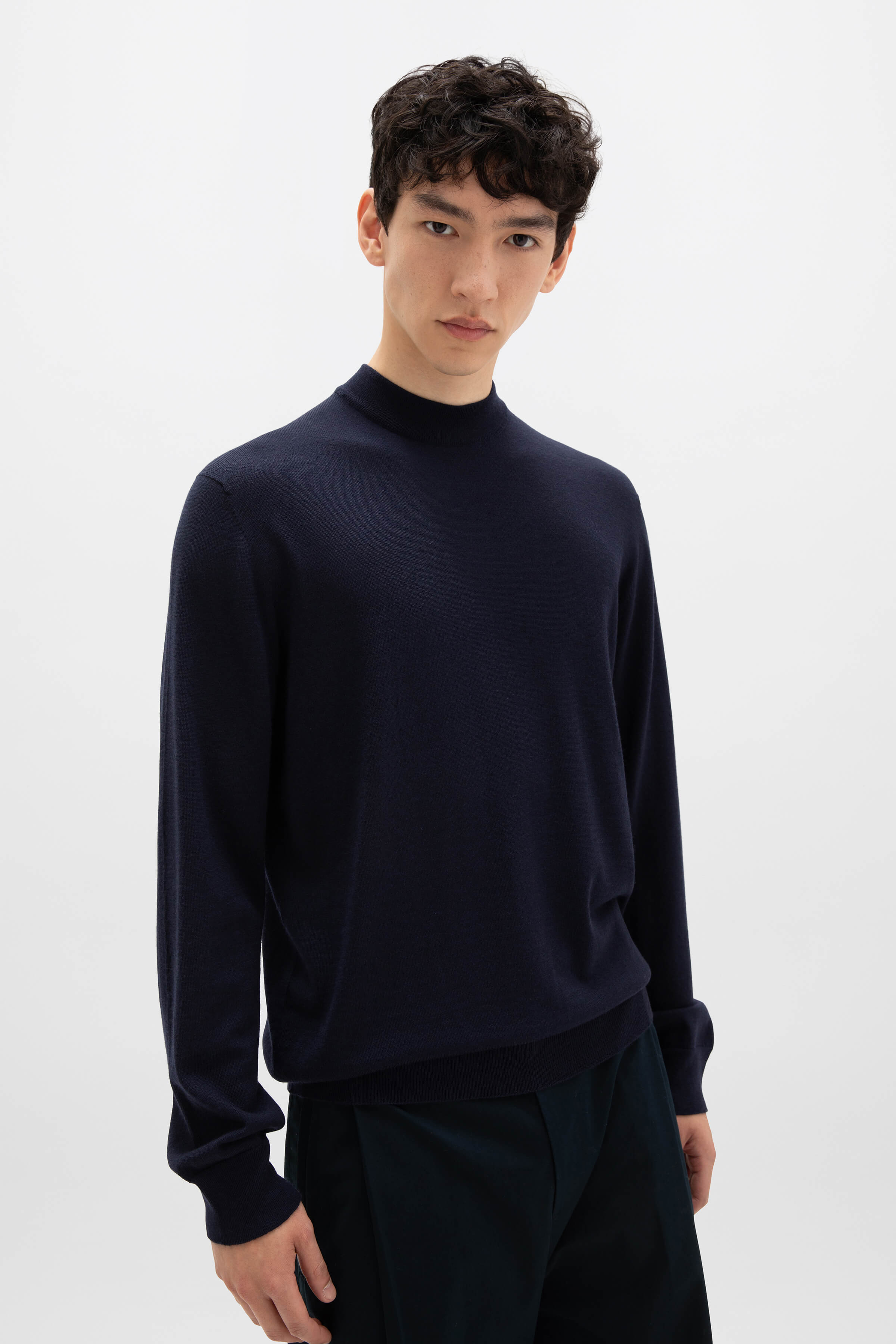 Mock Turtle Neck Merino Dark Navy Jumper