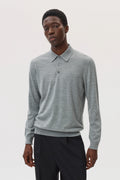 Merino Long Sleeve Light Grey Polo Shirt