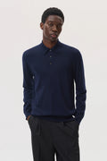 Merino Long Sleeve Dark Navy Polo Shirt
