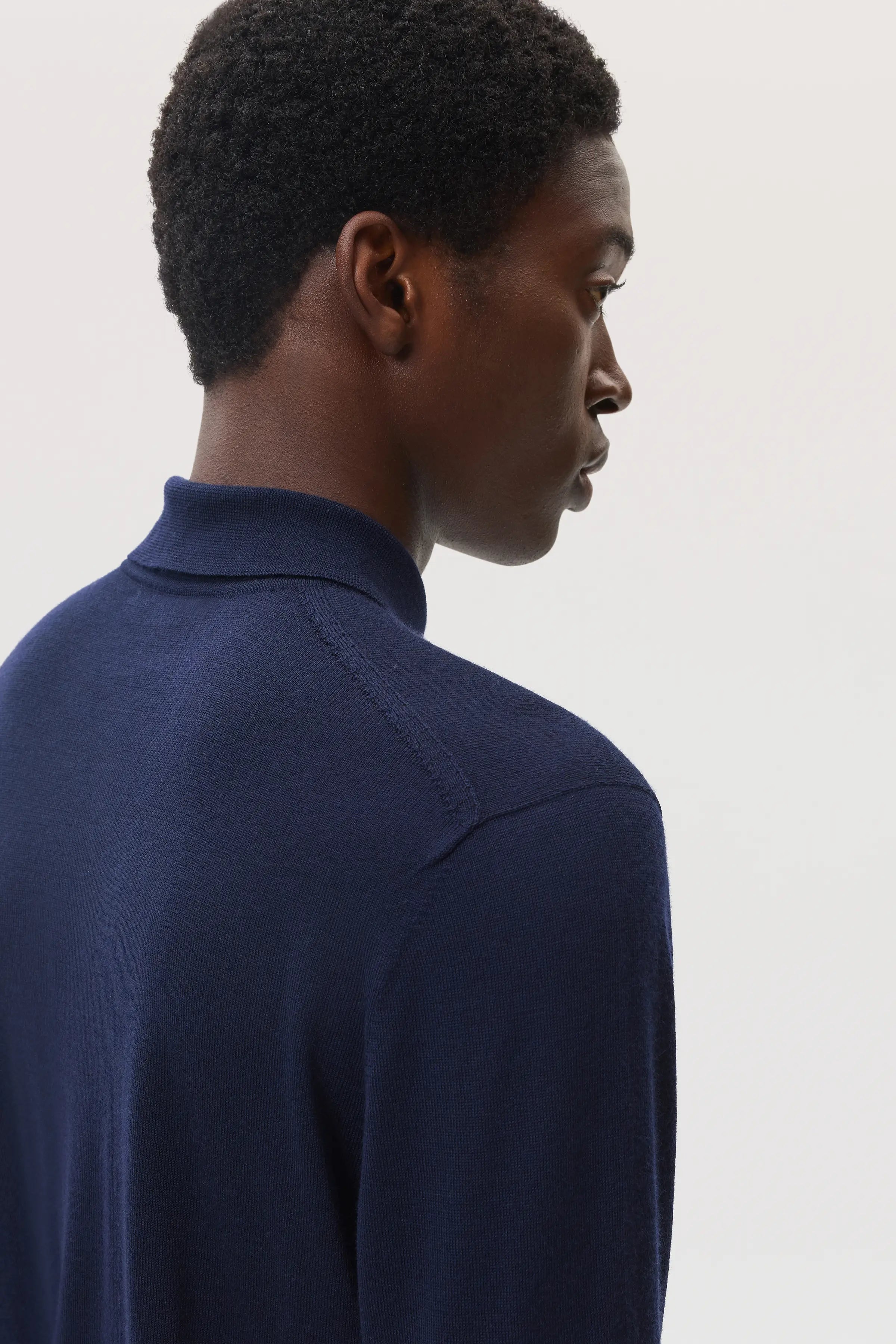 Merino Long Sleeve Dark Navy Polo Shirt