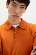 Merino Long Sleeve Orange Polo Shirt