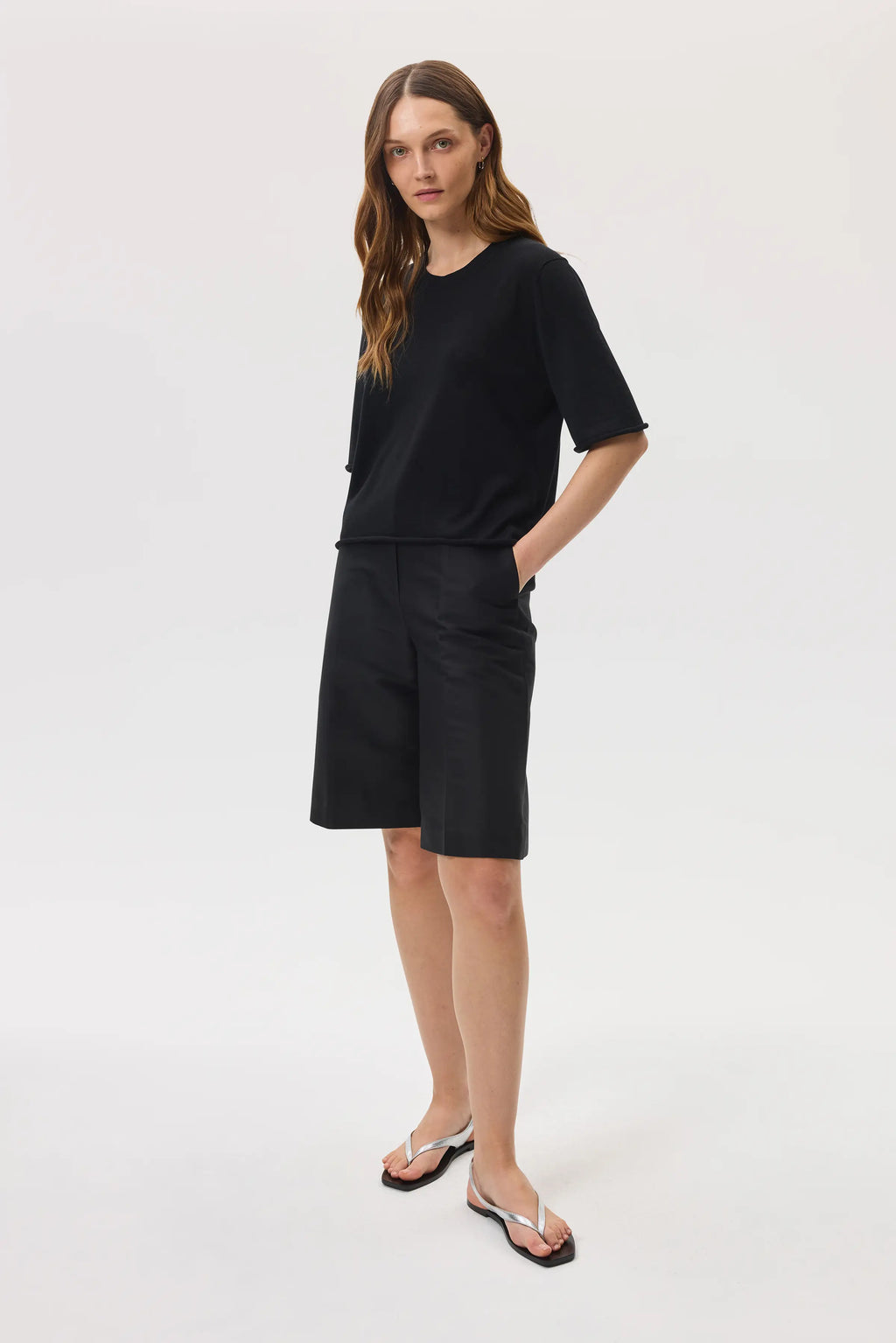 Superfine Merino Wool Black T-Shirt