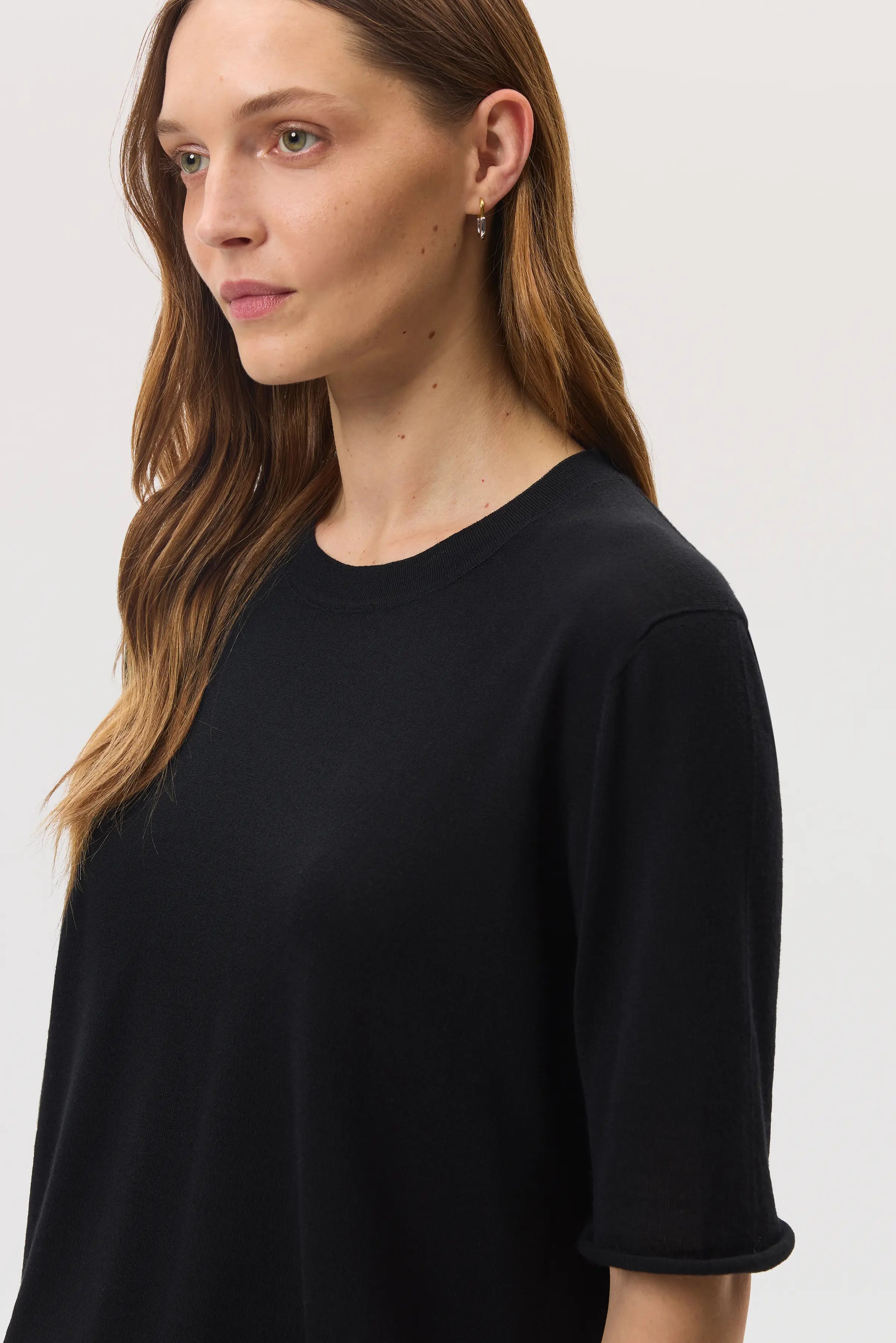 Superfine Merino Wool Black T-Shirt