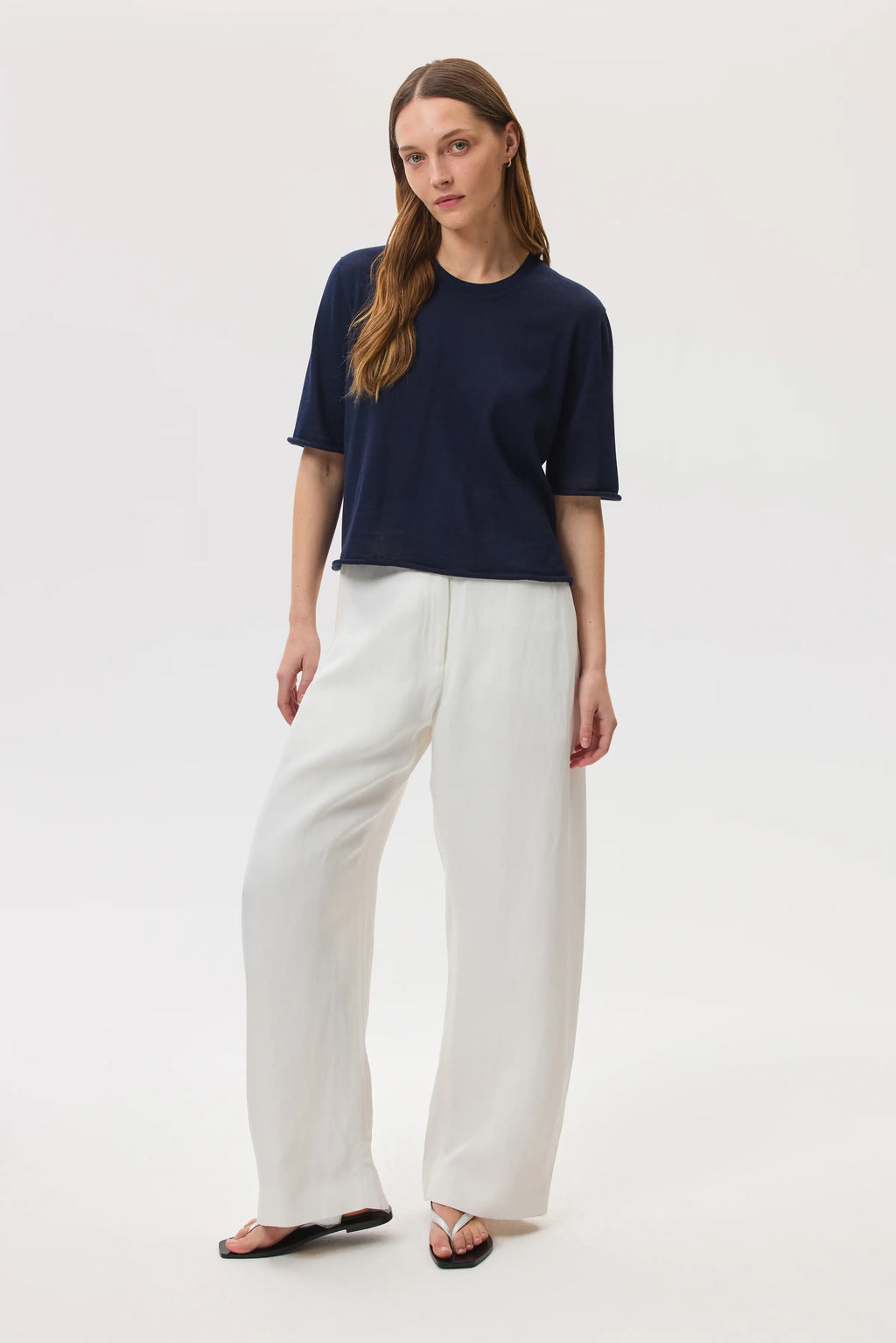 Superfine Merino Wool Dark Navy T-Shirt