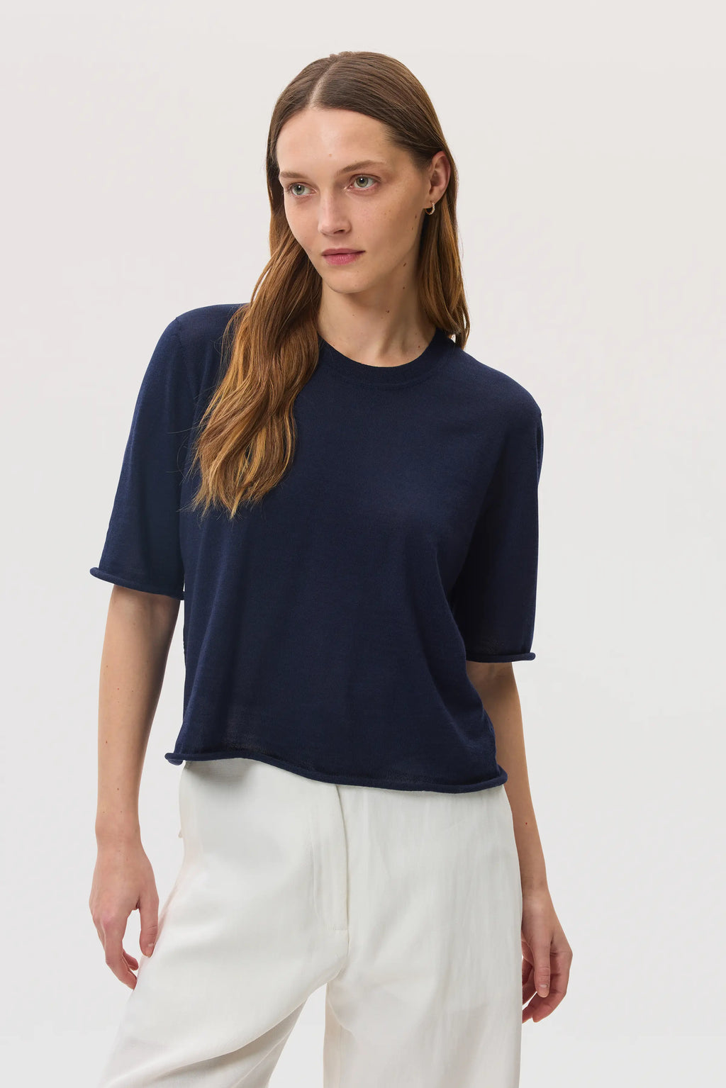 Superfine Merino Wool Dark Navy T-Shirt