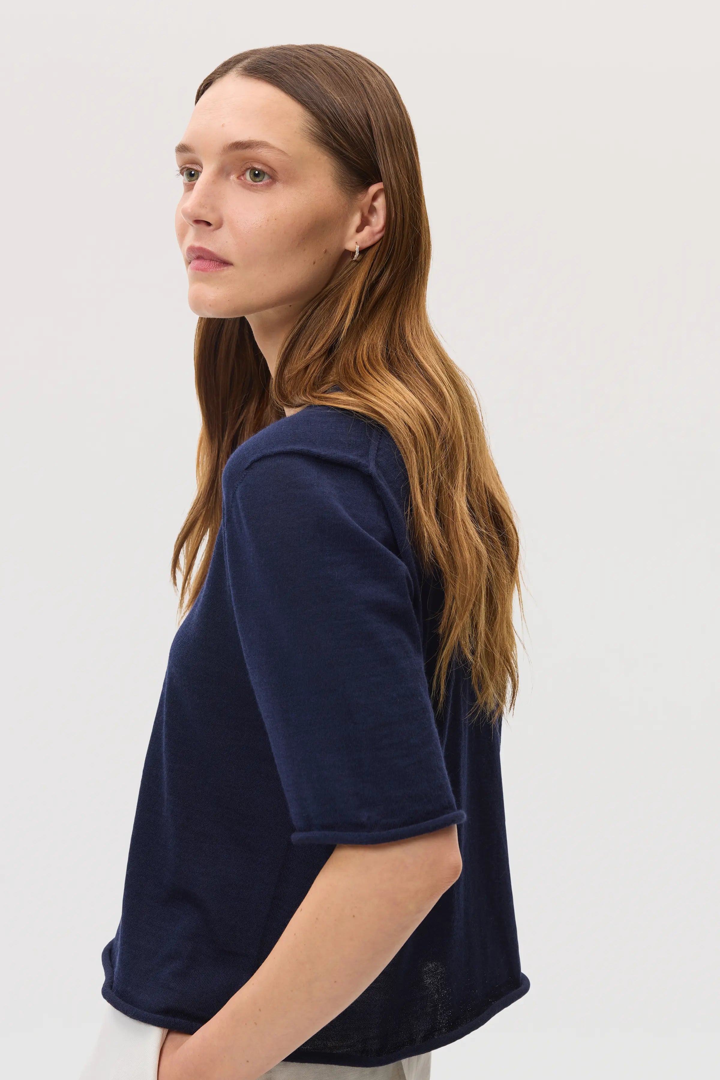 Superfine Merino Wool Dark Navy T-Shirt