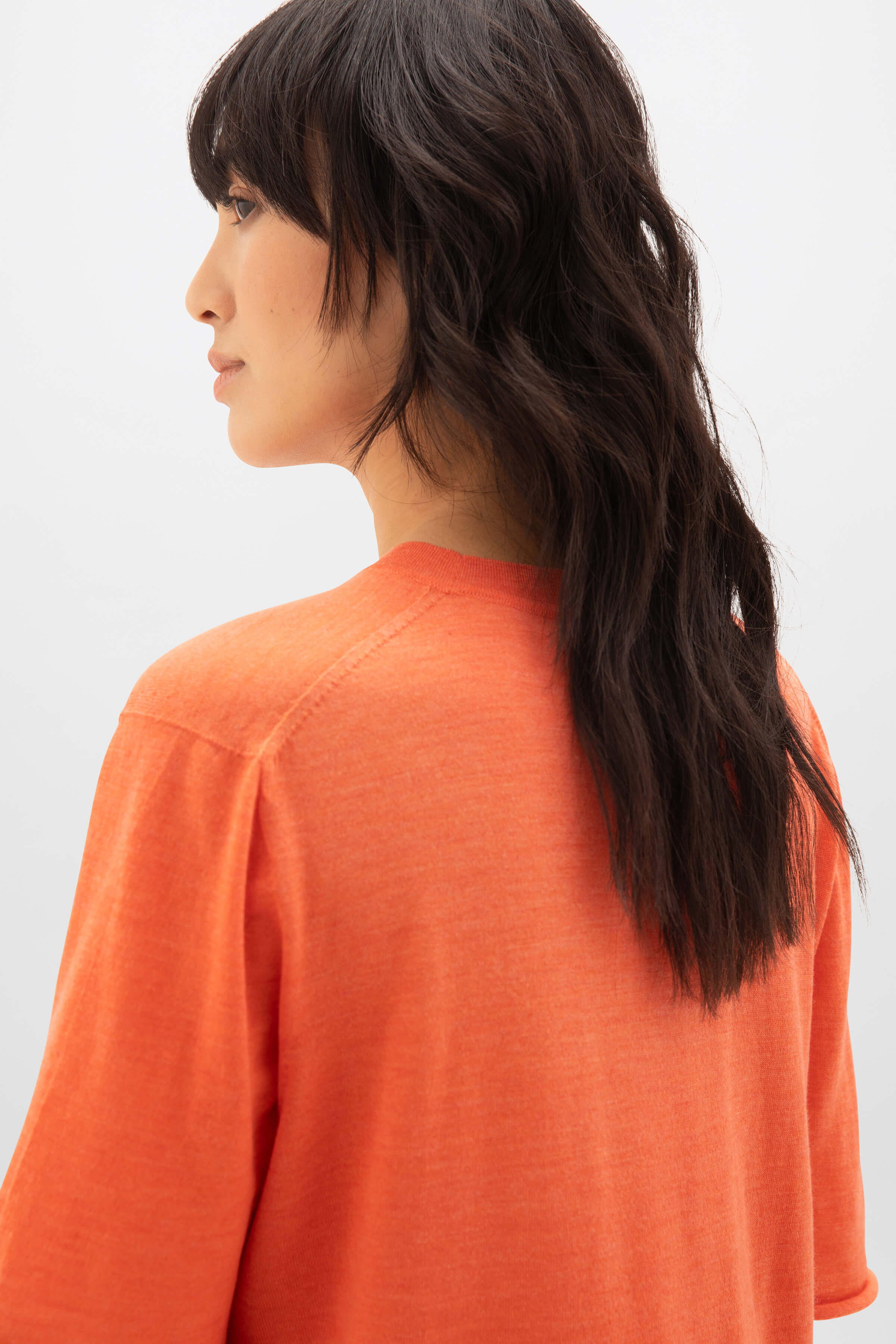 Superfine Merino Scoop Neck Orange T-Shirt