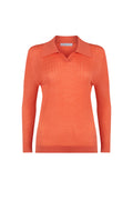 Superfine Merino Ladder Rib Orange Polo Shirt