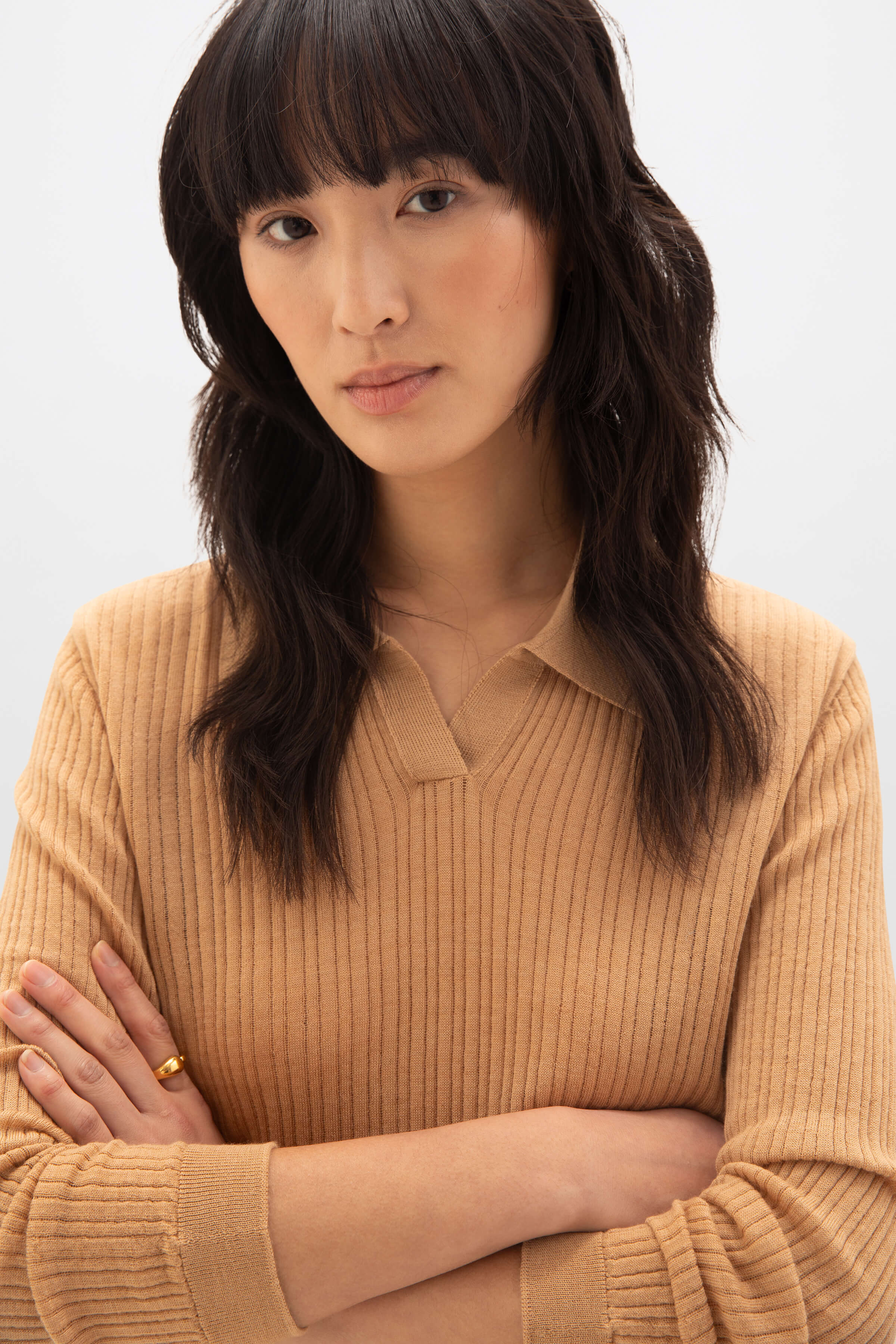 Superfine Merino Ladder Rib Polo Shirt