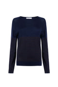 Superfine Merino Bateau Stripe Dark Brown Sweater